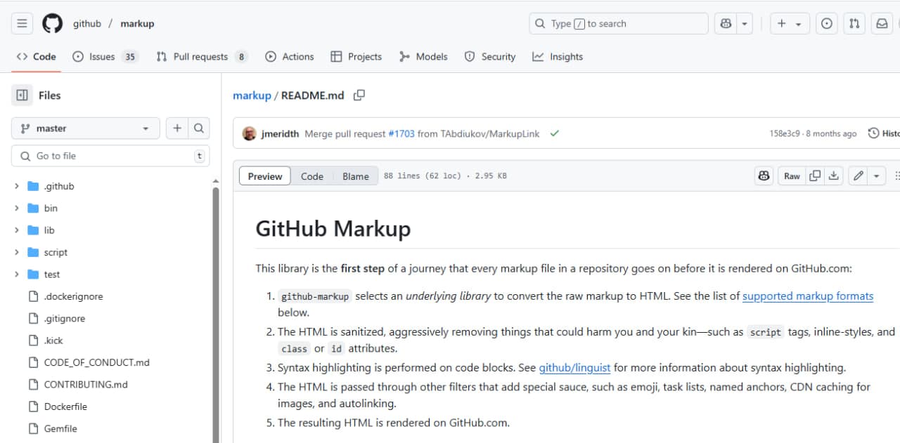 GitHub Markup Reference image