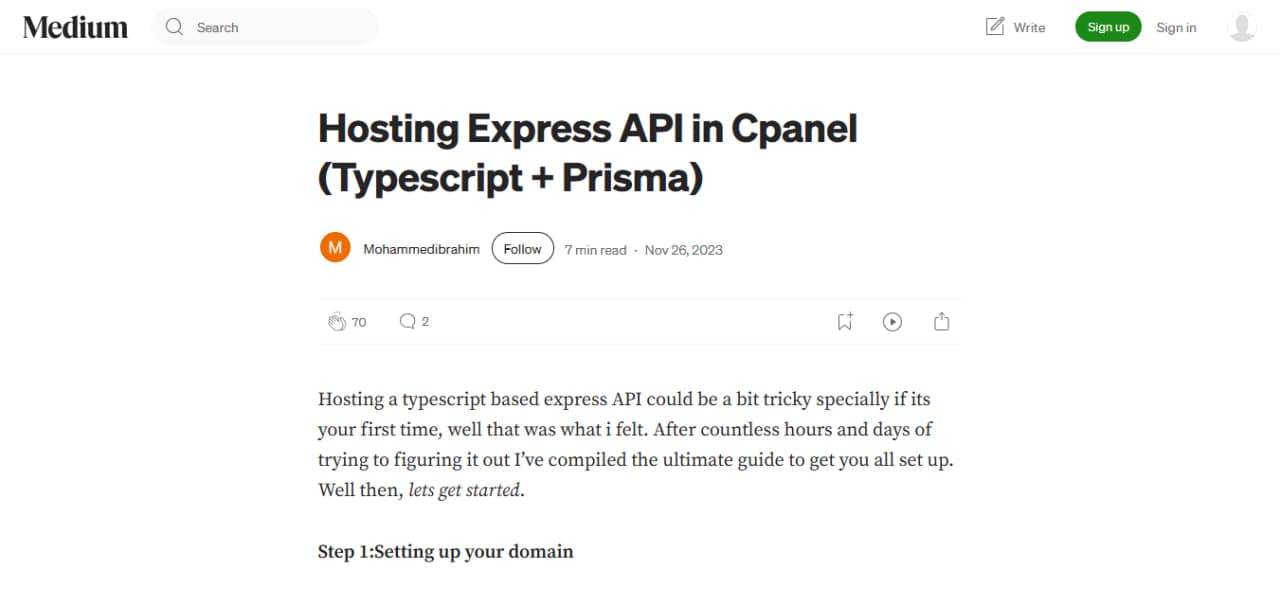Hosting Express API in CPanel image